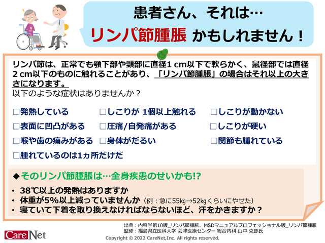 リンパ節腫脹の有無を確認する方法のイメージ