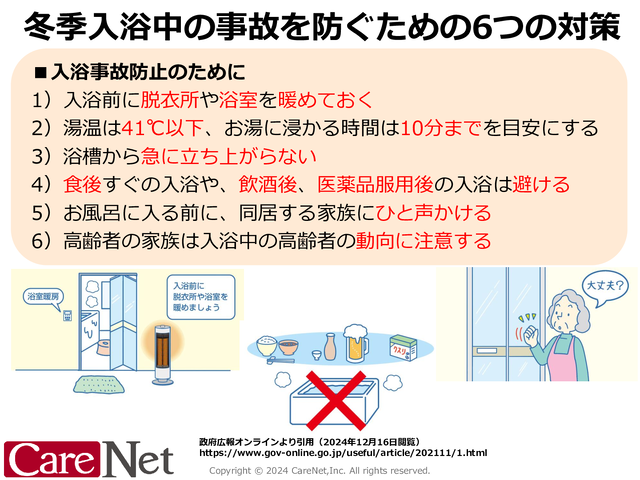 冬季入浴中の事故を防ぐ6つの対策